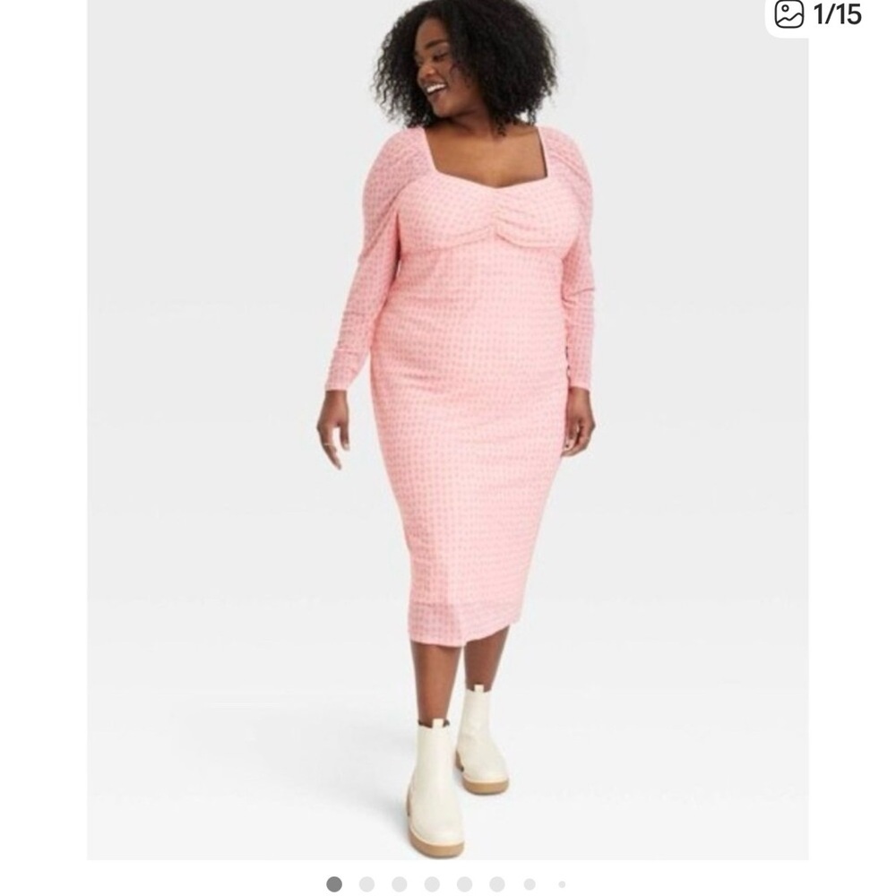 Elegant Long Sleeve Pink Dress
